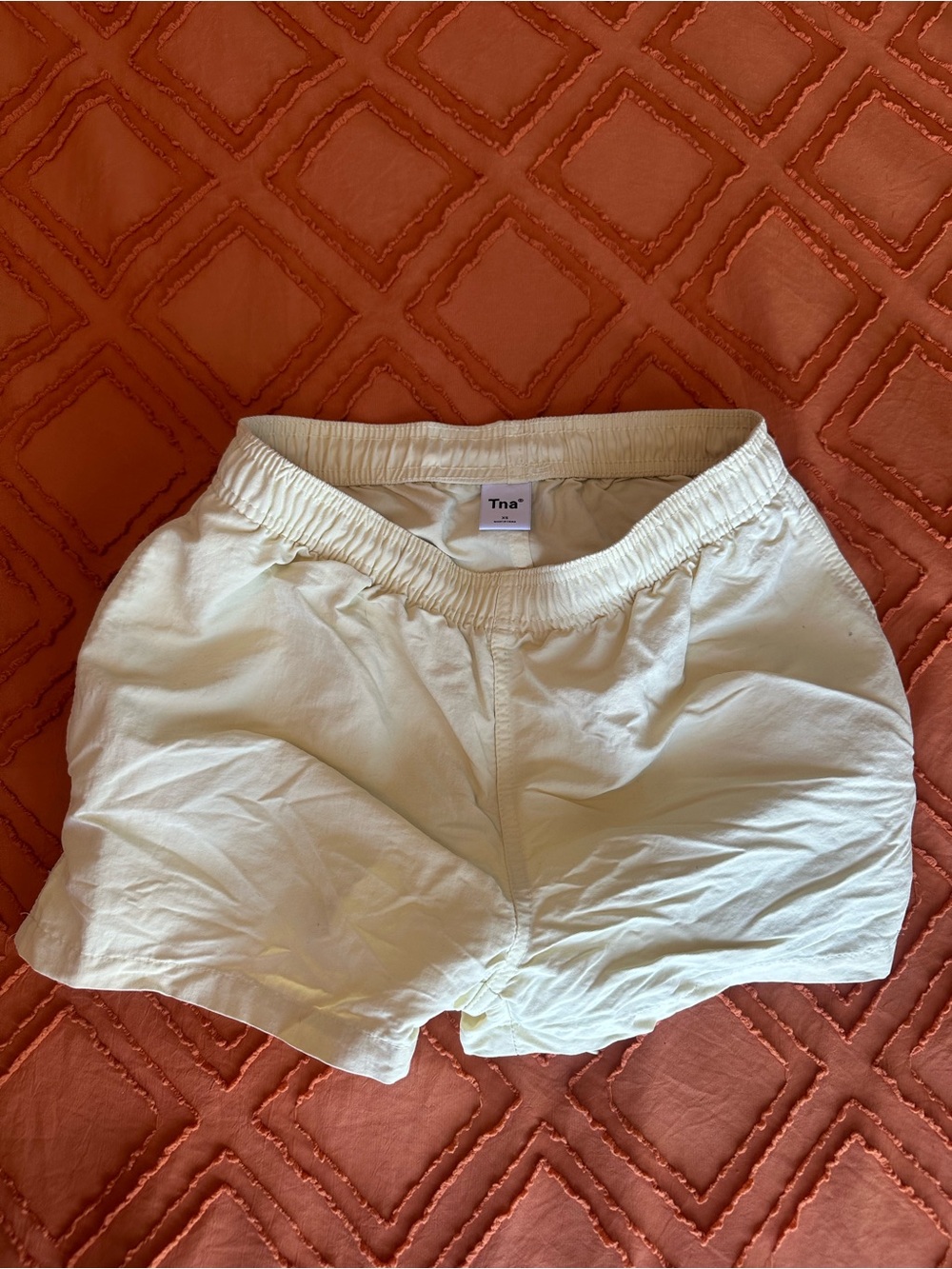 Aritzia Tna Women's Yellow Nylon Elastic-Waist Shorts